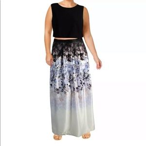 Back crop top dress with mesh insert 16w